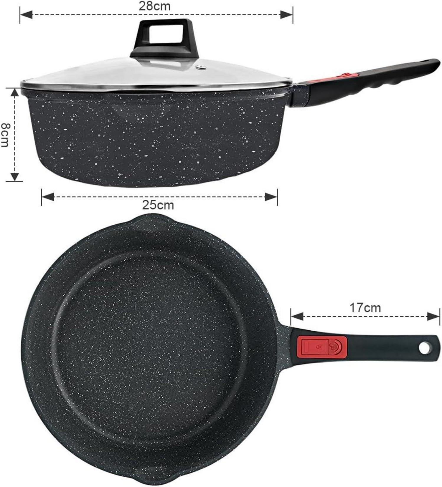 Antihaft Pfanne 28cm mit Deckel - Bratpfanne 4.3L beschichtet