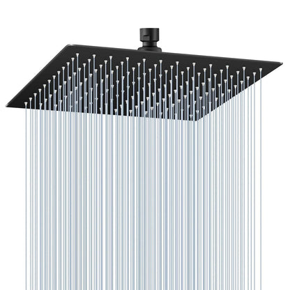 30cm Regendusche Schwarz Edelstahl, Wassersparend & Einfach Installieren