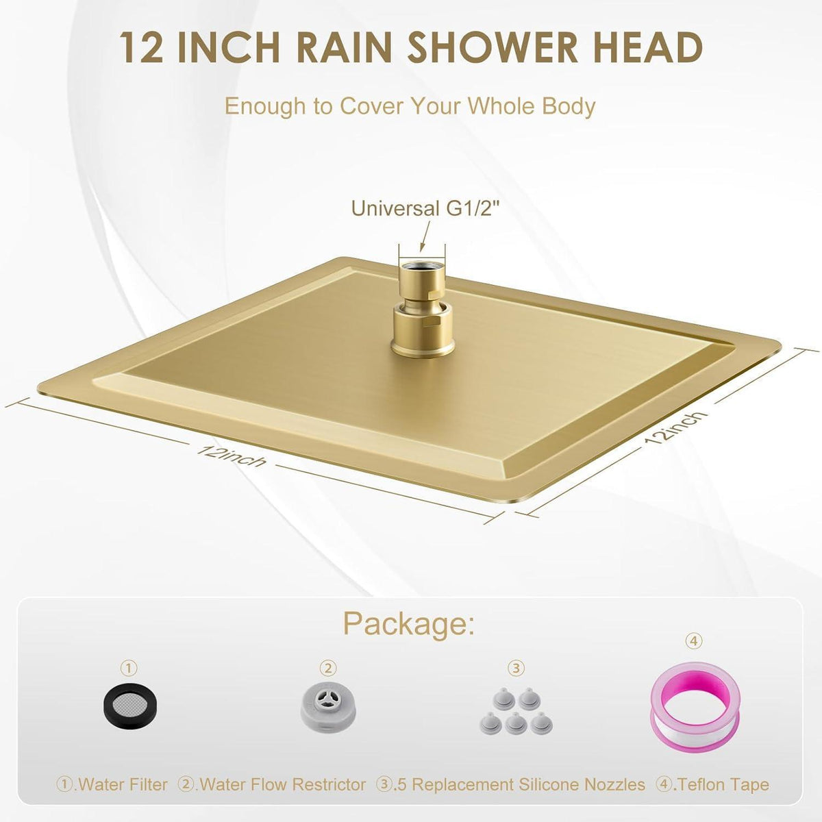 30cm Regendusche Gold – Quadratischer Wasserfallduschkopf
