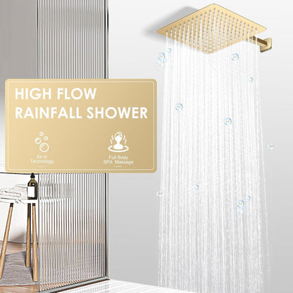 30cm Regendusche Gold – Quadratischer Wasserfallduschkopf