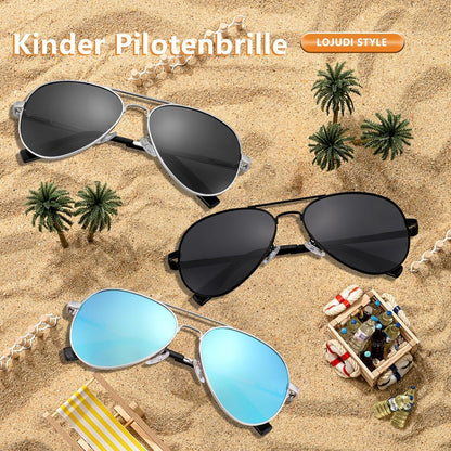Pilotenbrille Kinder Sonnenbrille Polarisiert Gold/Rosa