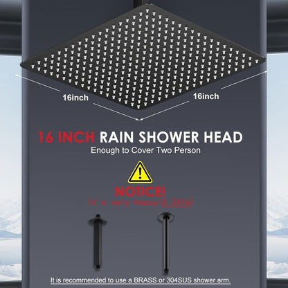 40cm Regendusche Schwarz Edelstahl, 324 Düsen, Verstellbar