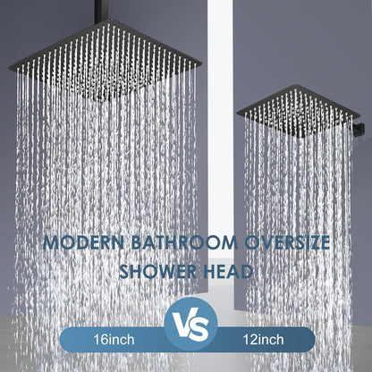 40cm Regendusche Schwarz Edelstahl, 324 Düsen, Verstellbar