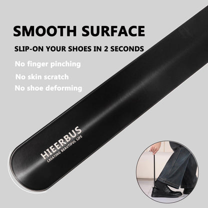 Extra langer Edelstahl Schuhlöffel in Schwarz - Ergonomische Form