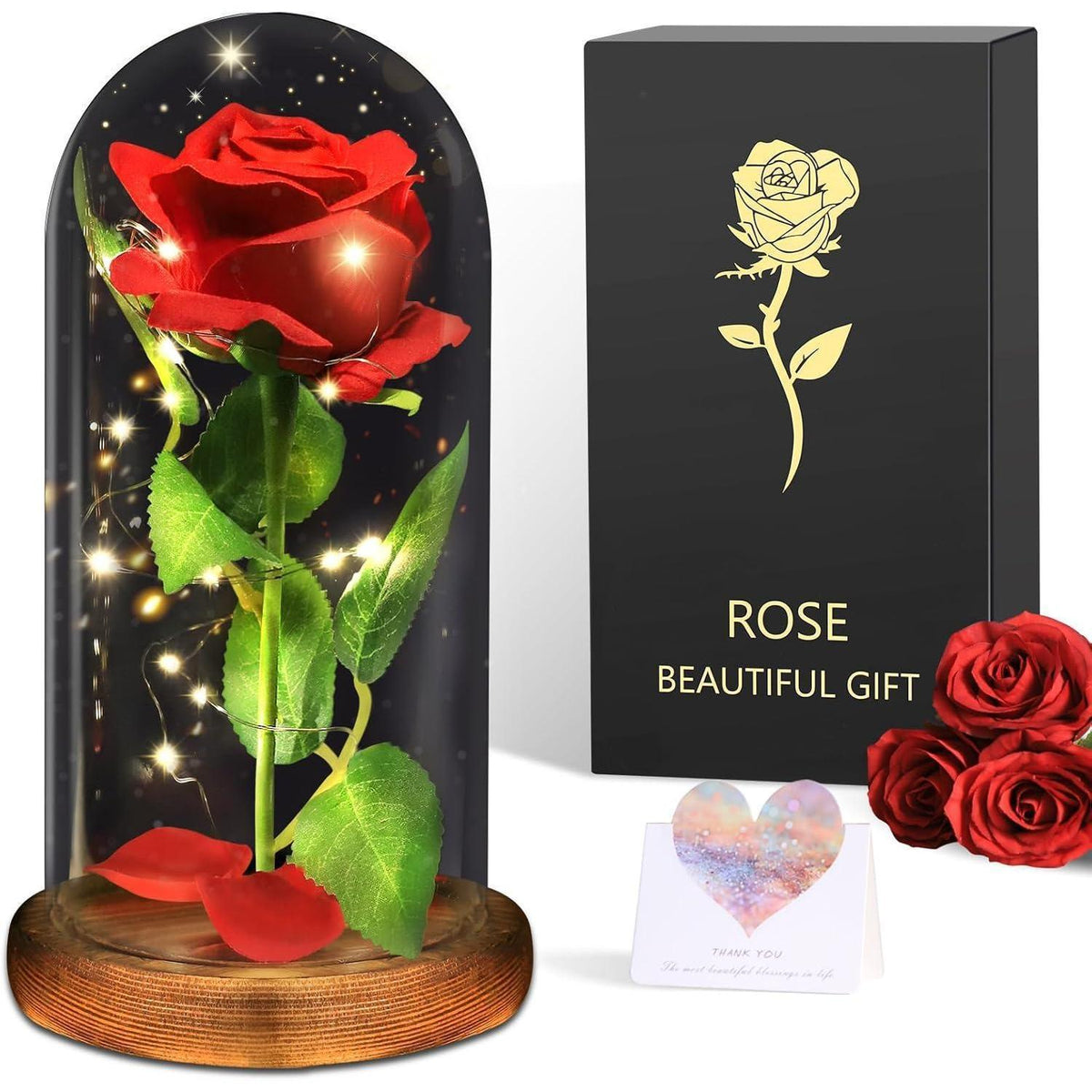 Ewige Rose im Glas, Die Schöne und das Biest, Romantische Rote Rose