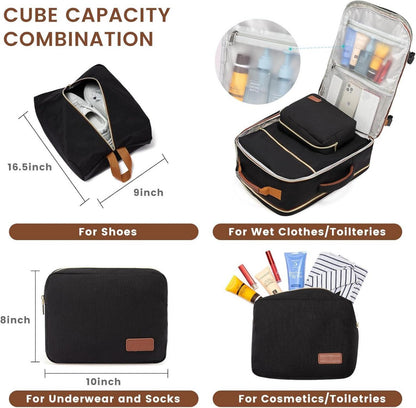 Handgepäck Rucksack 40L Damen Reiserucksack Schwarz+Wasserdicht 17