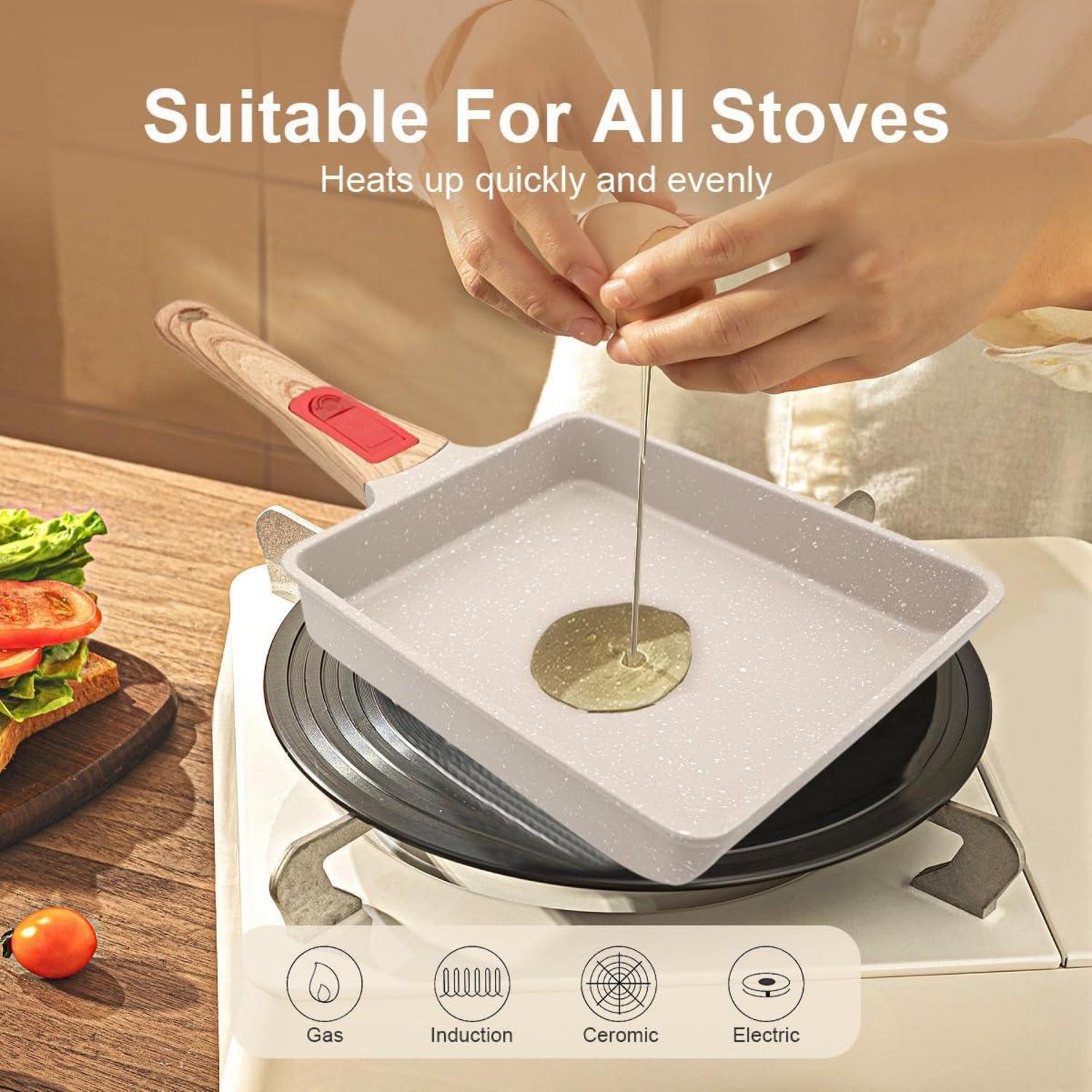 AIKENBBKK Tamagoyaki Pfanne 19x16 cm Antihaft Backofenfest