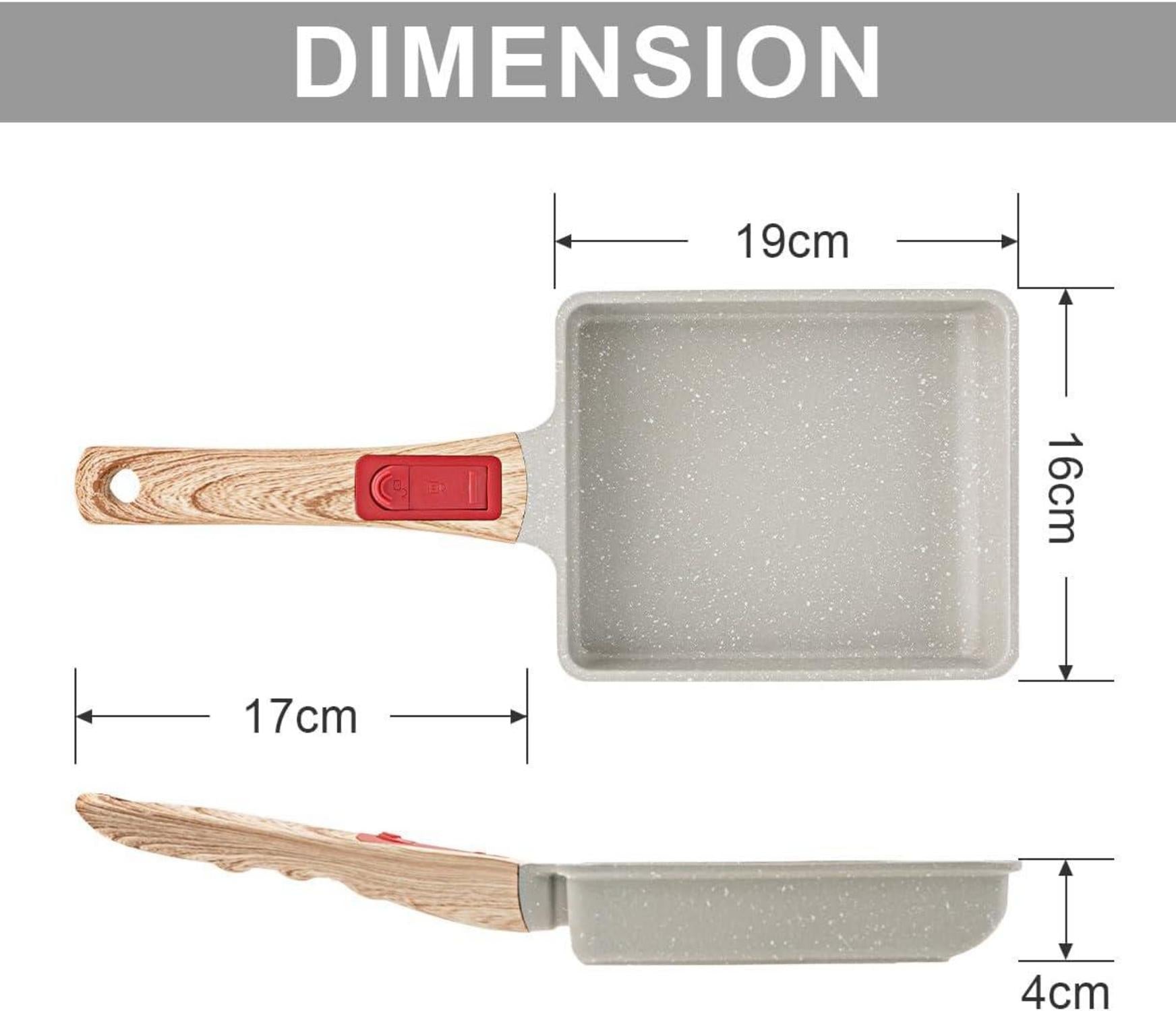 Tamagoyaki Pfanne 19x16 cm Antihaft Abnehmbarer Griff Backofen
