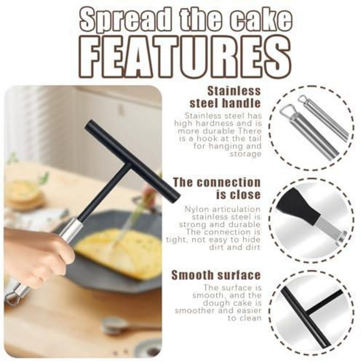 Crepes Verteiler & Spatel Set – Edelstahl & Silikon