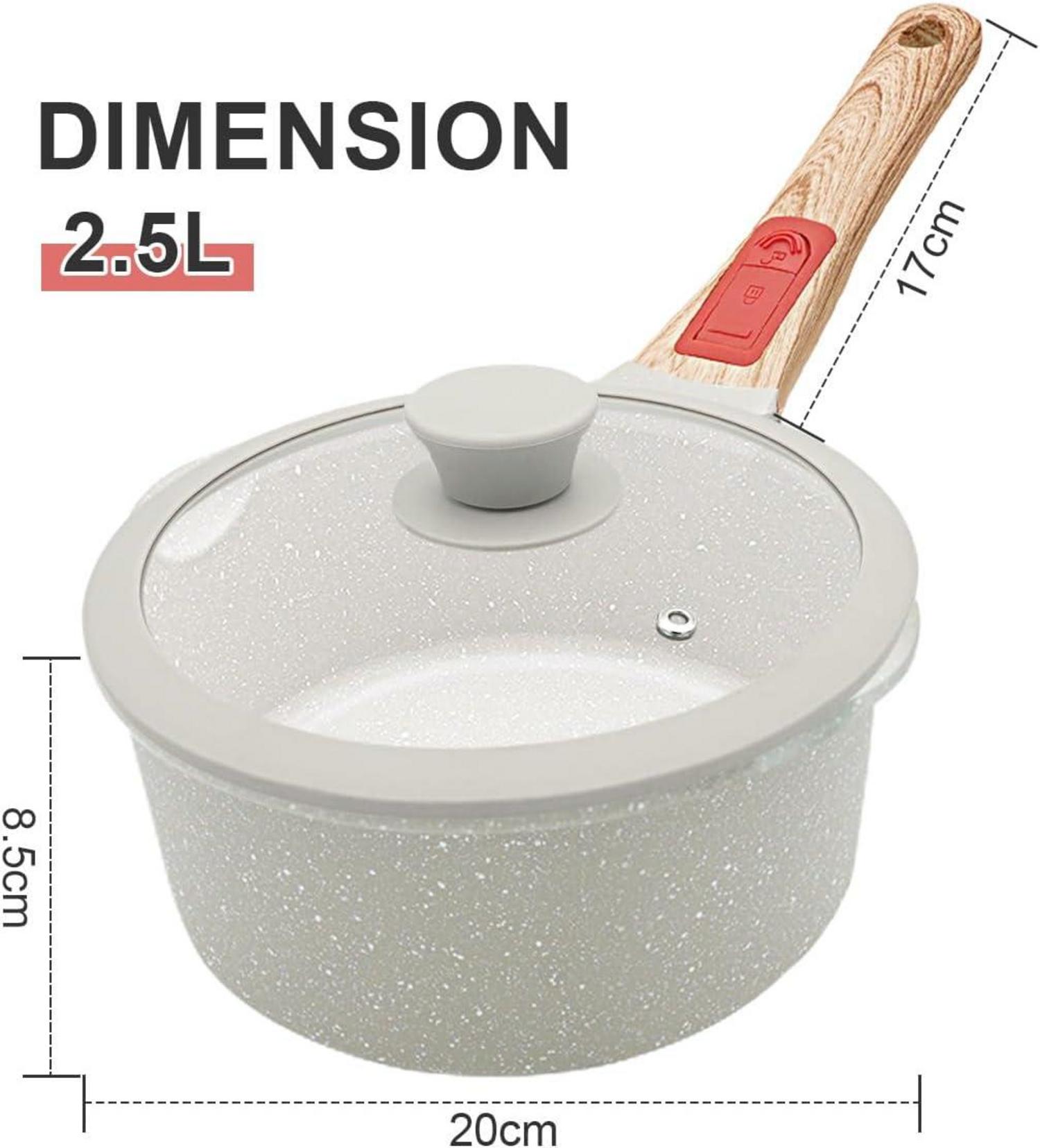 Antihaft Stielkasserolle 20 cm mit Deckel 2.5L Abnehmbarer Griff für