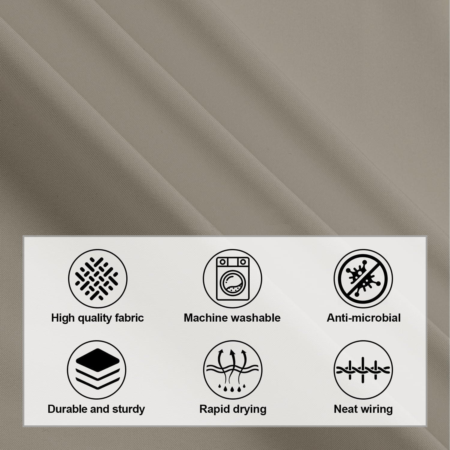 Duschvorhang 180x180 cm Anti-Schimmel Stoff Wasserdicht PEVA Beige 12