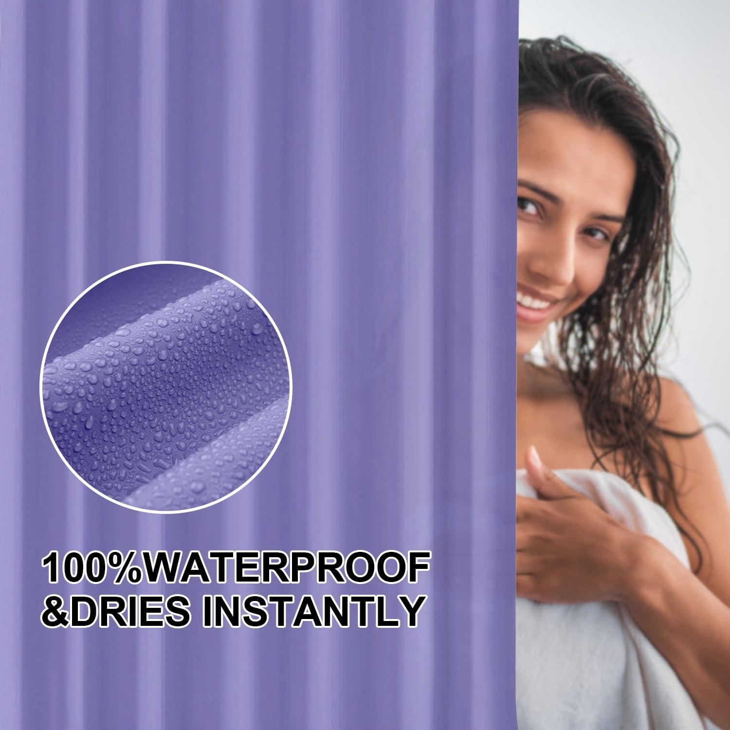 Duschvorhang Anti-Schimmel 180x180 cm Wasserdicht Waschbar PEVA mit 12 Duschvorhangringe Lavendel