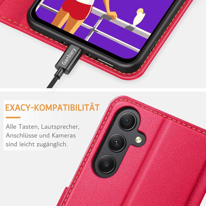Handyhülle Samsung Galaxy A35 5G Leder Klapphülle Rot Magnet Stand