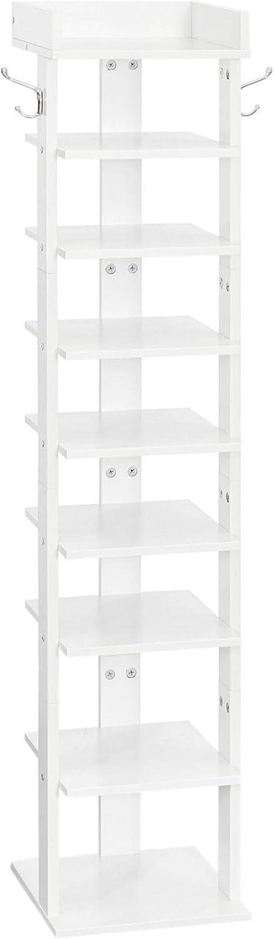 Schuhregal mit 9 Ebenen, vertikales Schuhablage mit Haken und