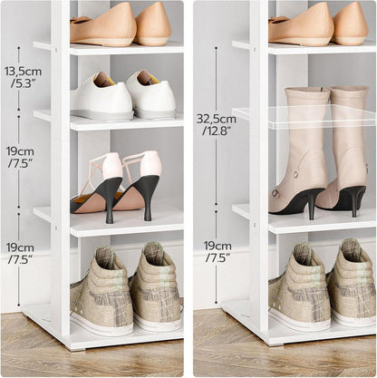 Schuhregal mit 9 Ebenen, vertikales Schuhablage mit Haken und