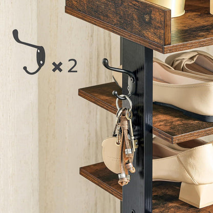 HOOBRO Vertikales Schuhregal 9-lagig schmal mit Zaun und