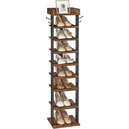 HOOBRO Vertikales Schuhregal 9-lagig schmal mit Zaun und