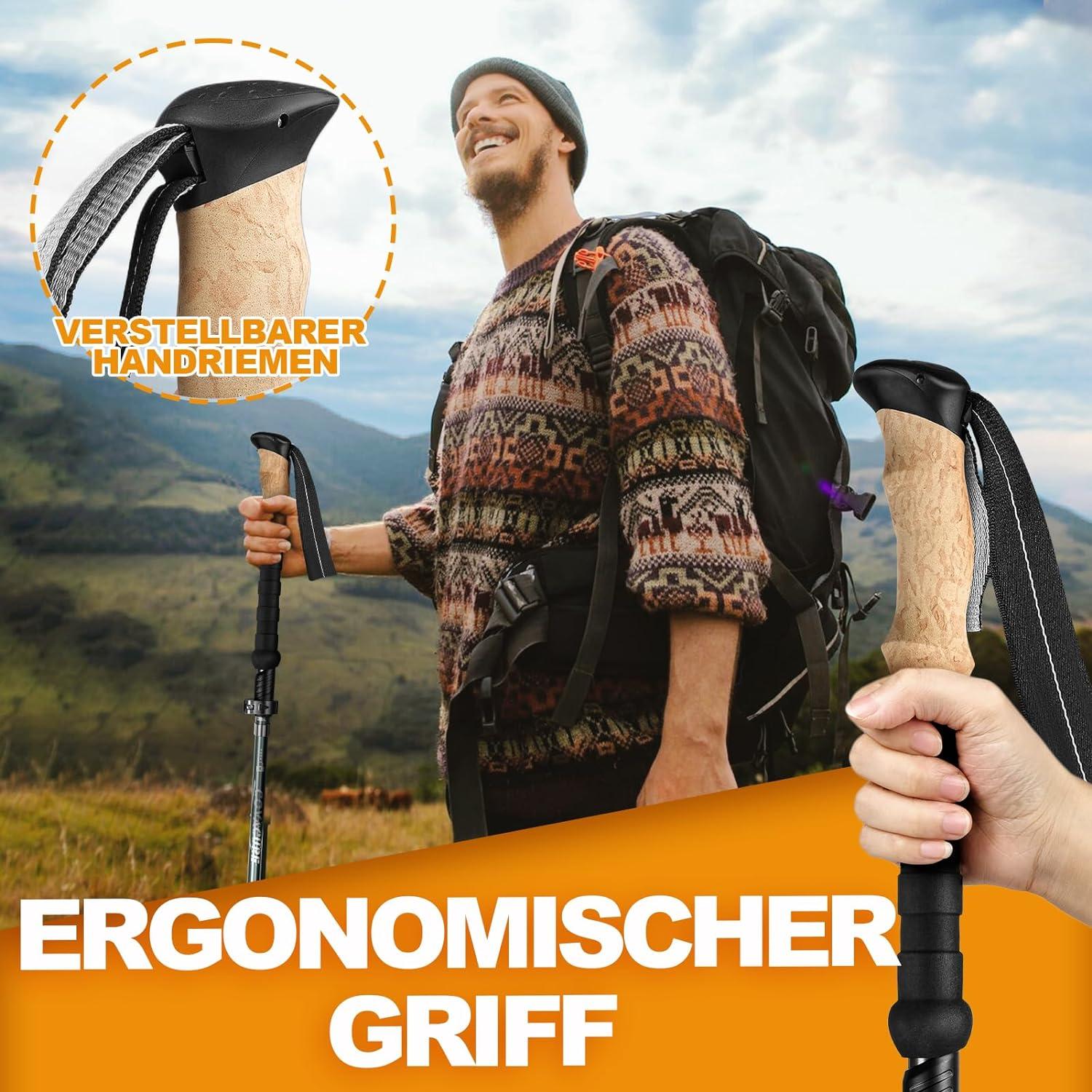 Wanderstöcke Nordic Walking Stöcke 110-130 cm Faltbar Teleskop Leicht