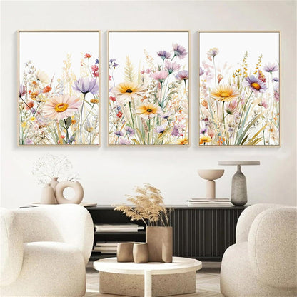 Blumen Poster 3er Set Gänseblümchen Wandbilder Leinwand Aesthetic