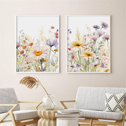Blumen Poster Gänseblümchen 3er Set Wandbilder Leinwand Kunstdrucke