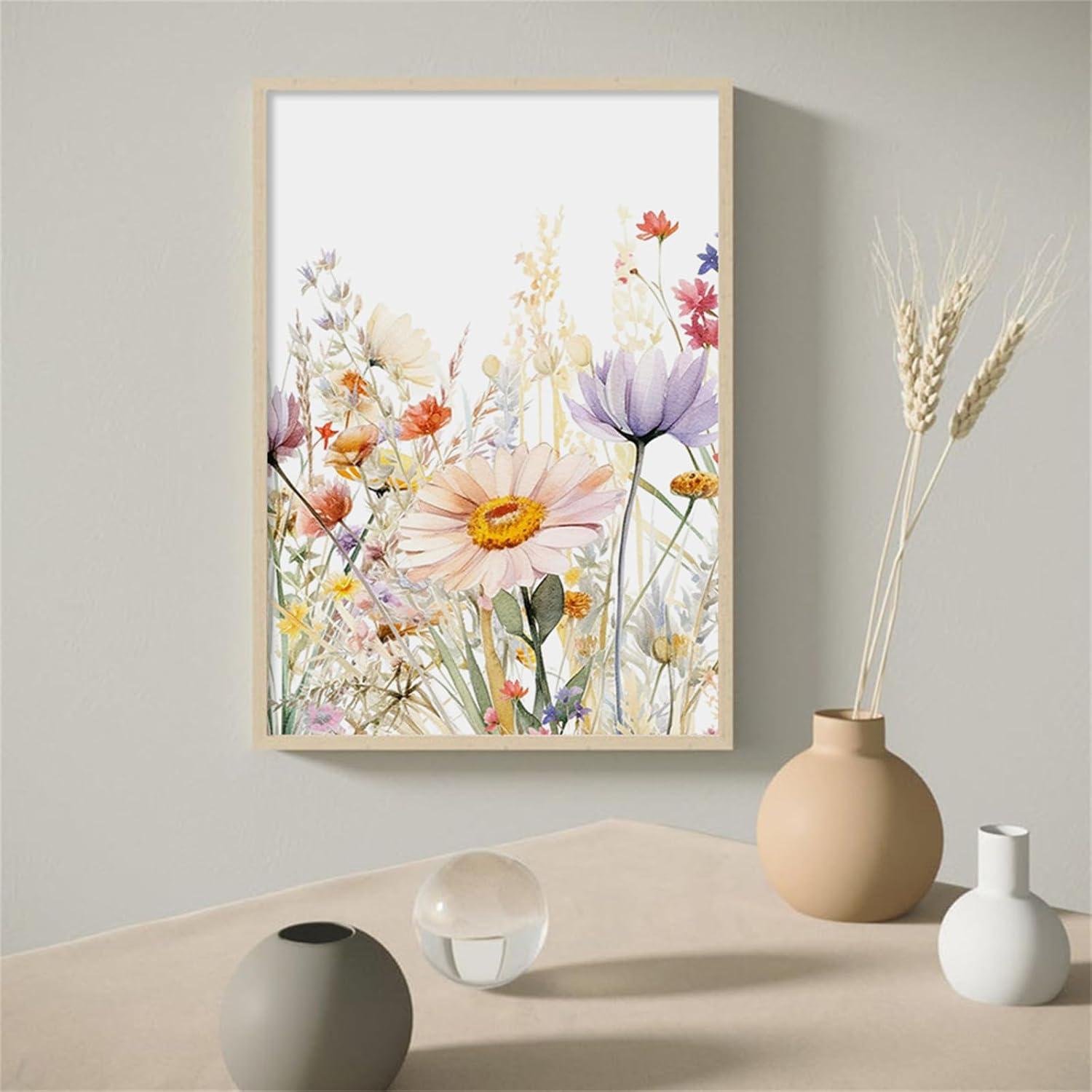 Blumen Poster Gänseblümchen Wandbilder 3er Set Leinwand Kunstdrucke 40