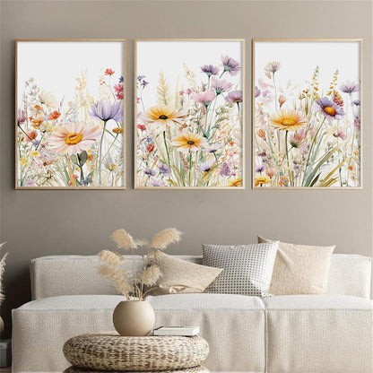 3er Set Gänseblümchen Poster 50x70cm Leinwand Kunstdruck