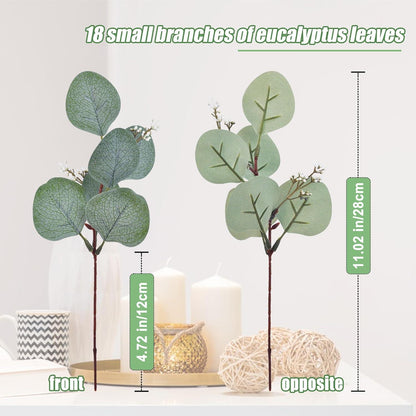 Künstliche Eukalyptus Zweige Blätter Deko 18 Stück Grün