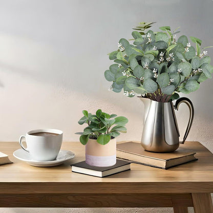 18 Stück Künstliche Eukalyptus Zweige Deko Kunstblätter Grün