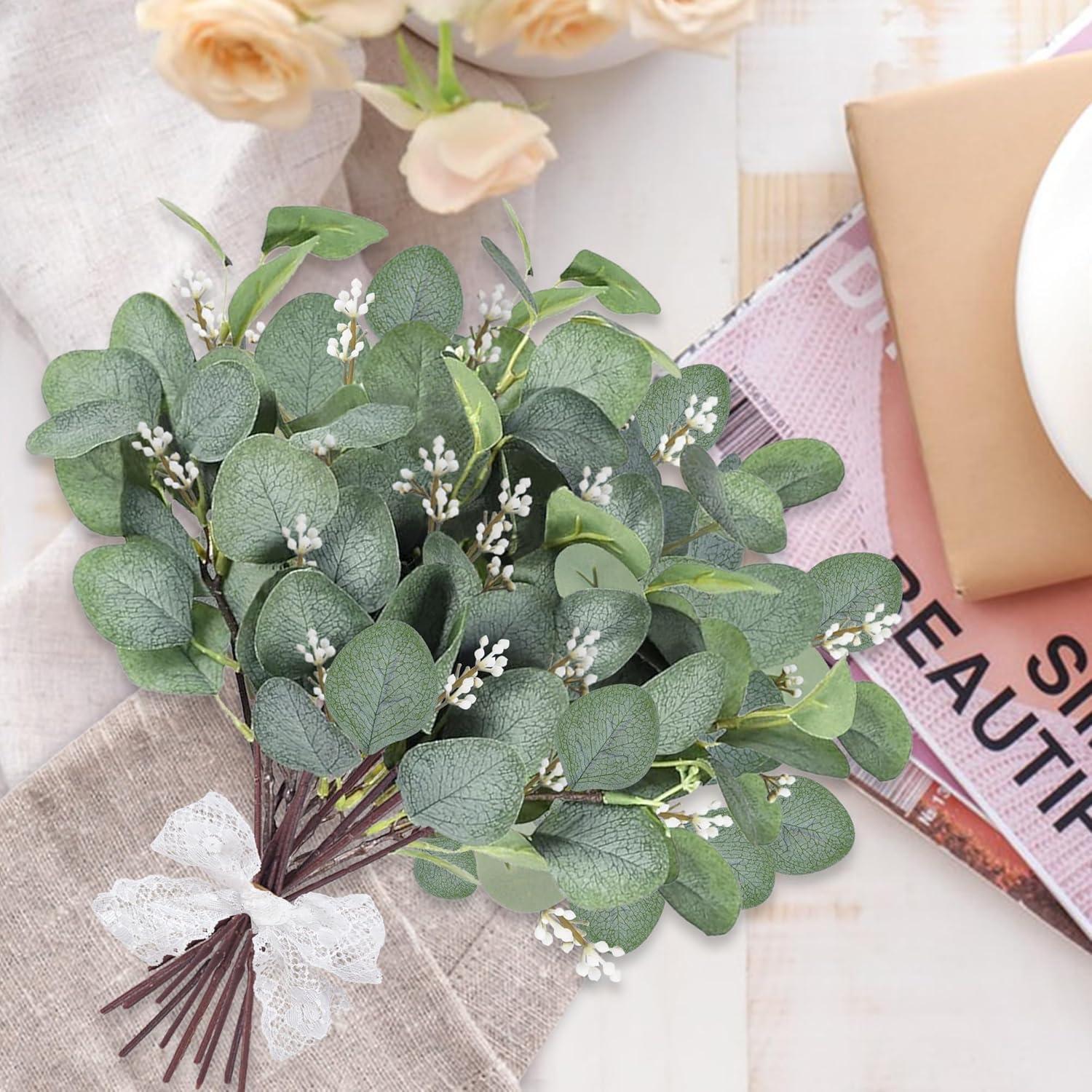 Künstliche Eukalyptus Zweige Deko Set 18 Stück Kunstpflanzen Grün