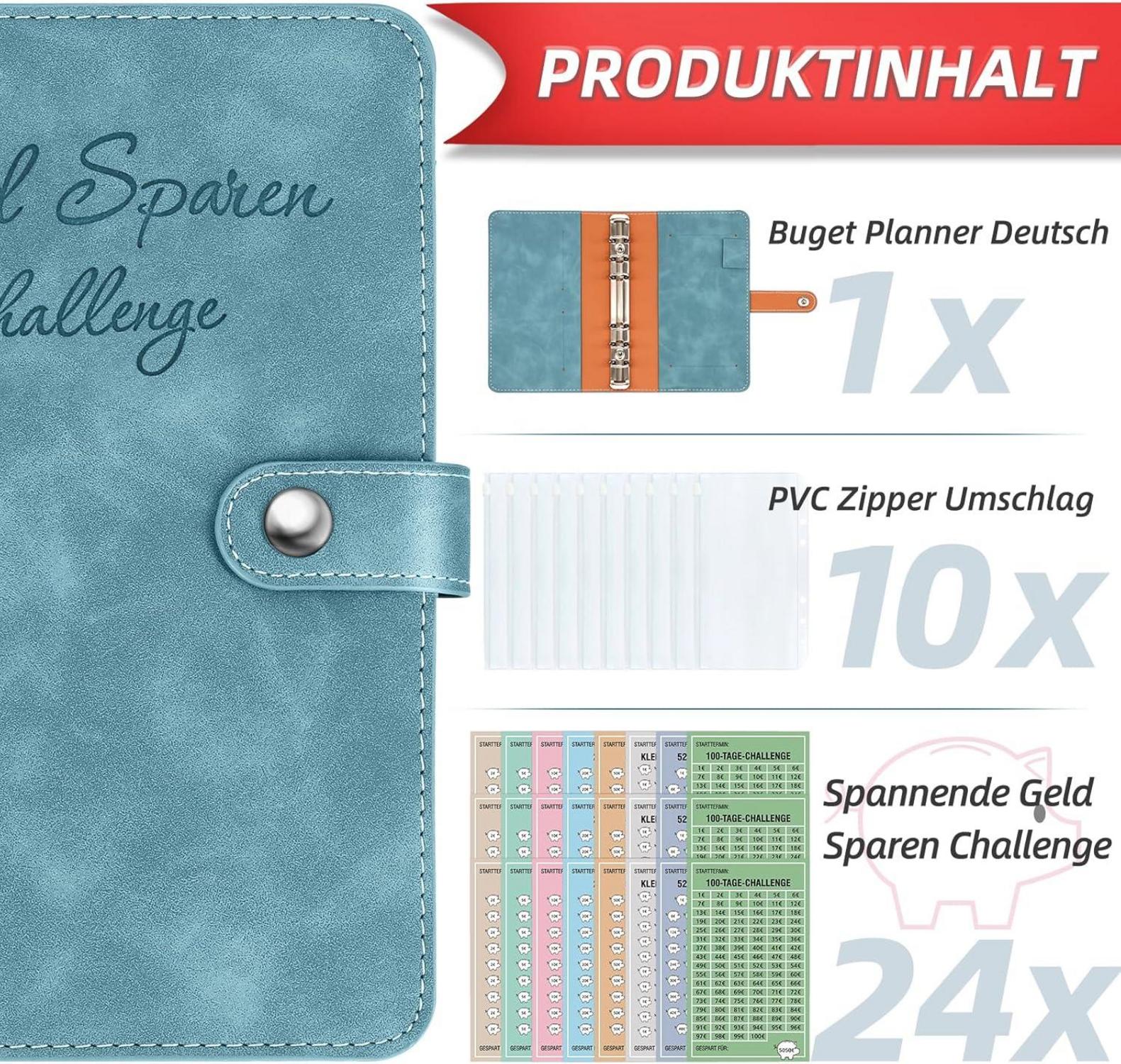 Budget Planner Buch 8 Spar Challenges Haushaltsbuch A6 Leder Binder Set