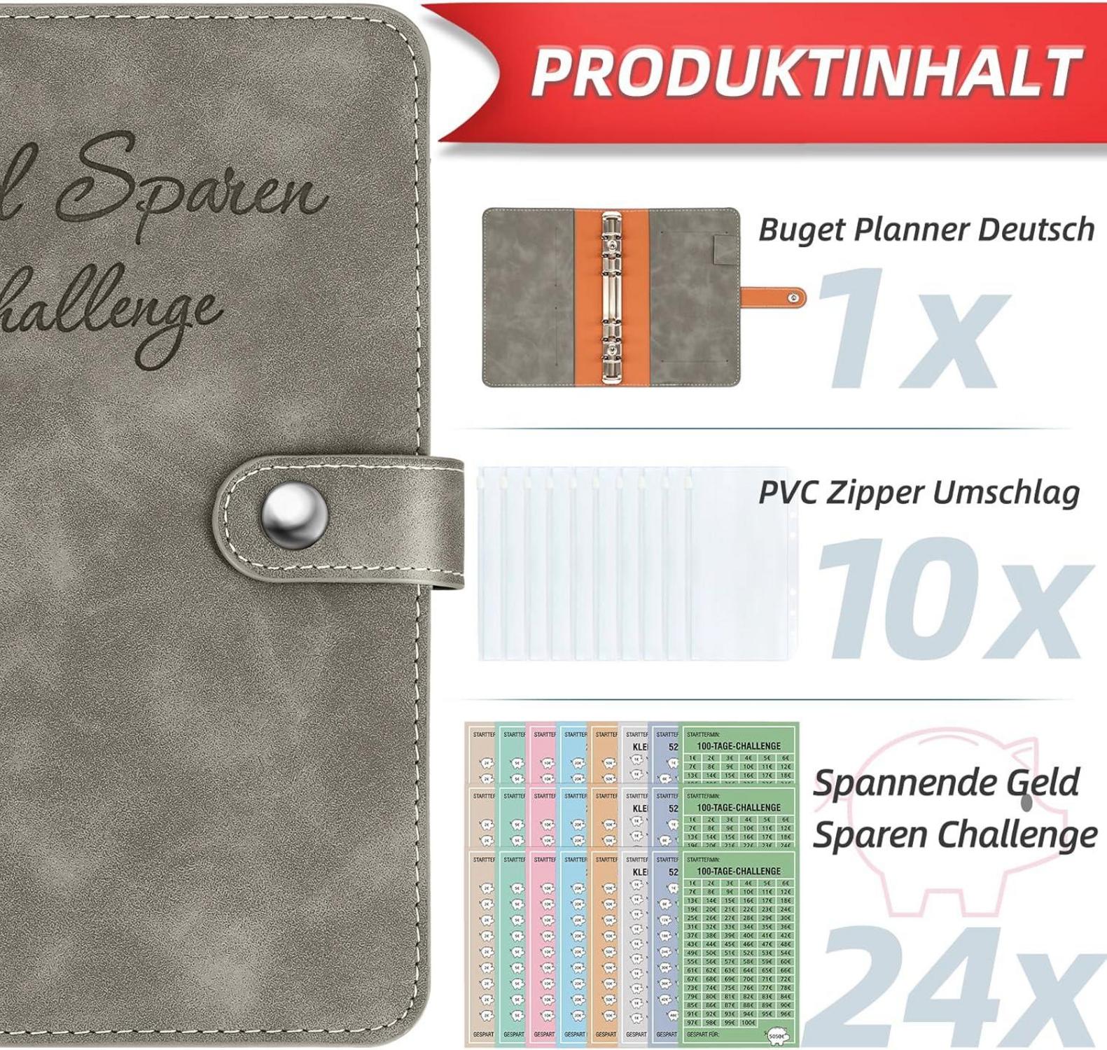 Finanzplaner Haushaltsbuch Budget Binder Spar Challenge A6 Set
