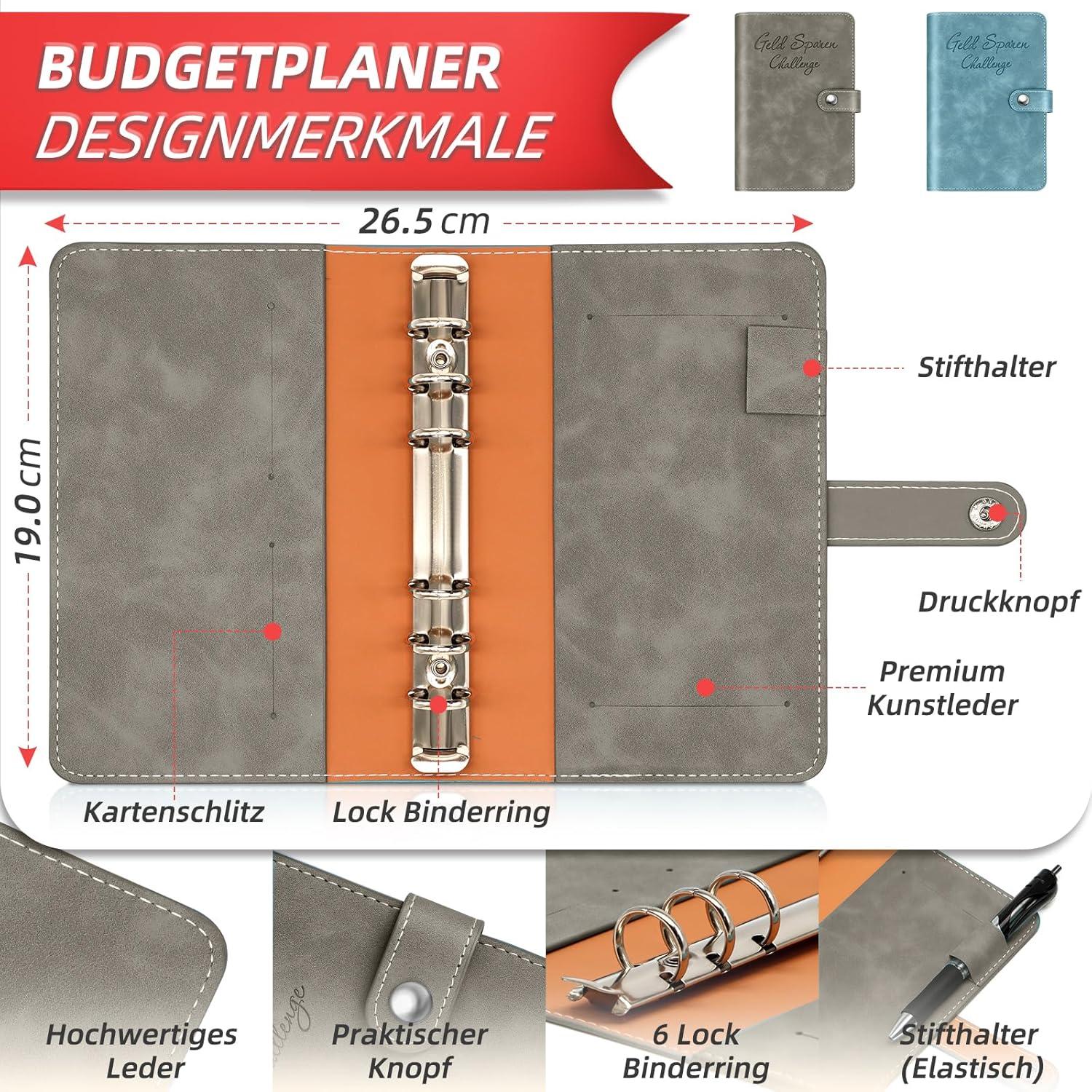 Finanzplaner Spar Challenge Buch Set - Budget Planner Haushaltsbuch A6