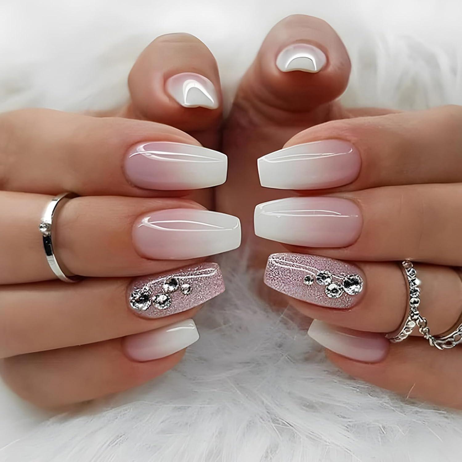 24er Set Künstliche Nägel Press on Nails Mittellang Gradient mit