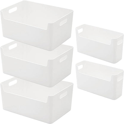 Aufbewahrungsboxen 5er Set Kunststoff 25 cm weiß Niedrigeren