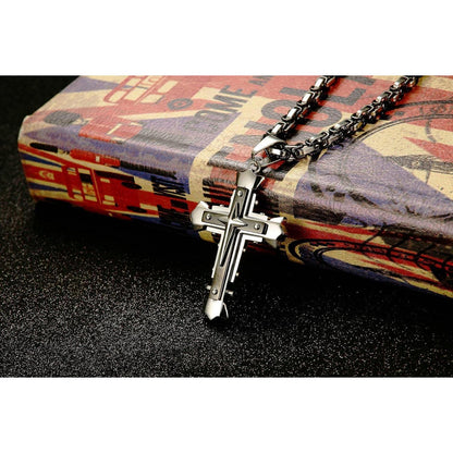 Herren Kreuz Kette Edelstahl Byzantinisch 56/61/71cm