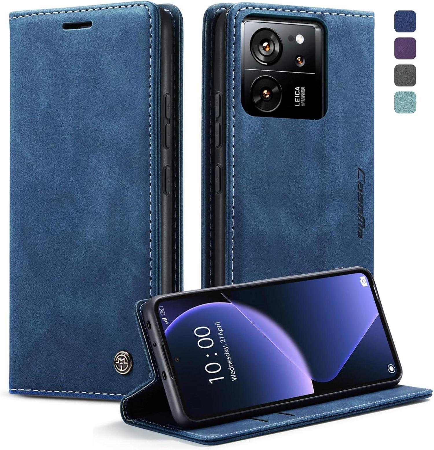 Handyhülle Xiaomi 13T Pro Leder Flip Case Blau Magnet Standfunktion