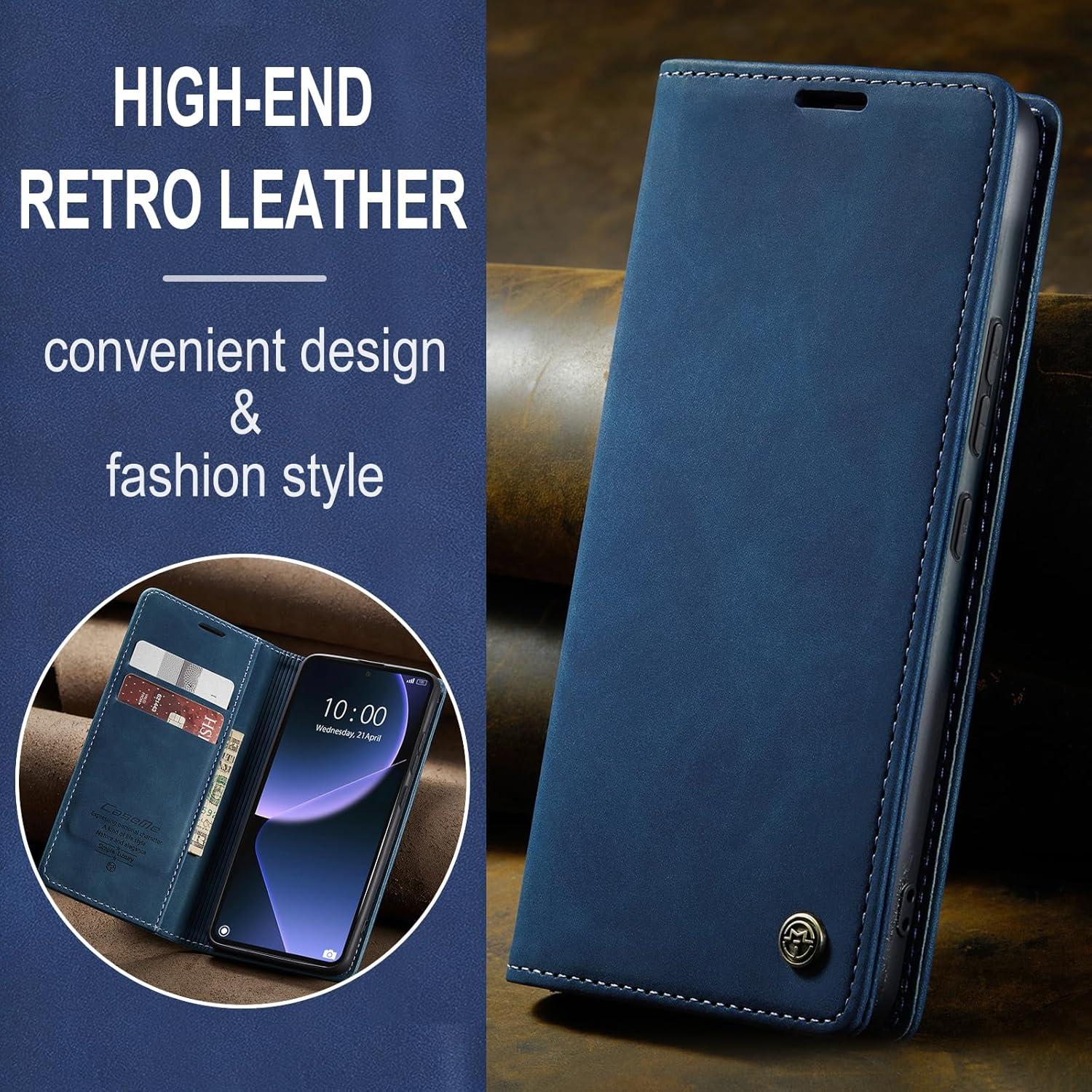 Handyhülle Xiaomi 13T 13T Pro Premium Leder Klapphülle Blau