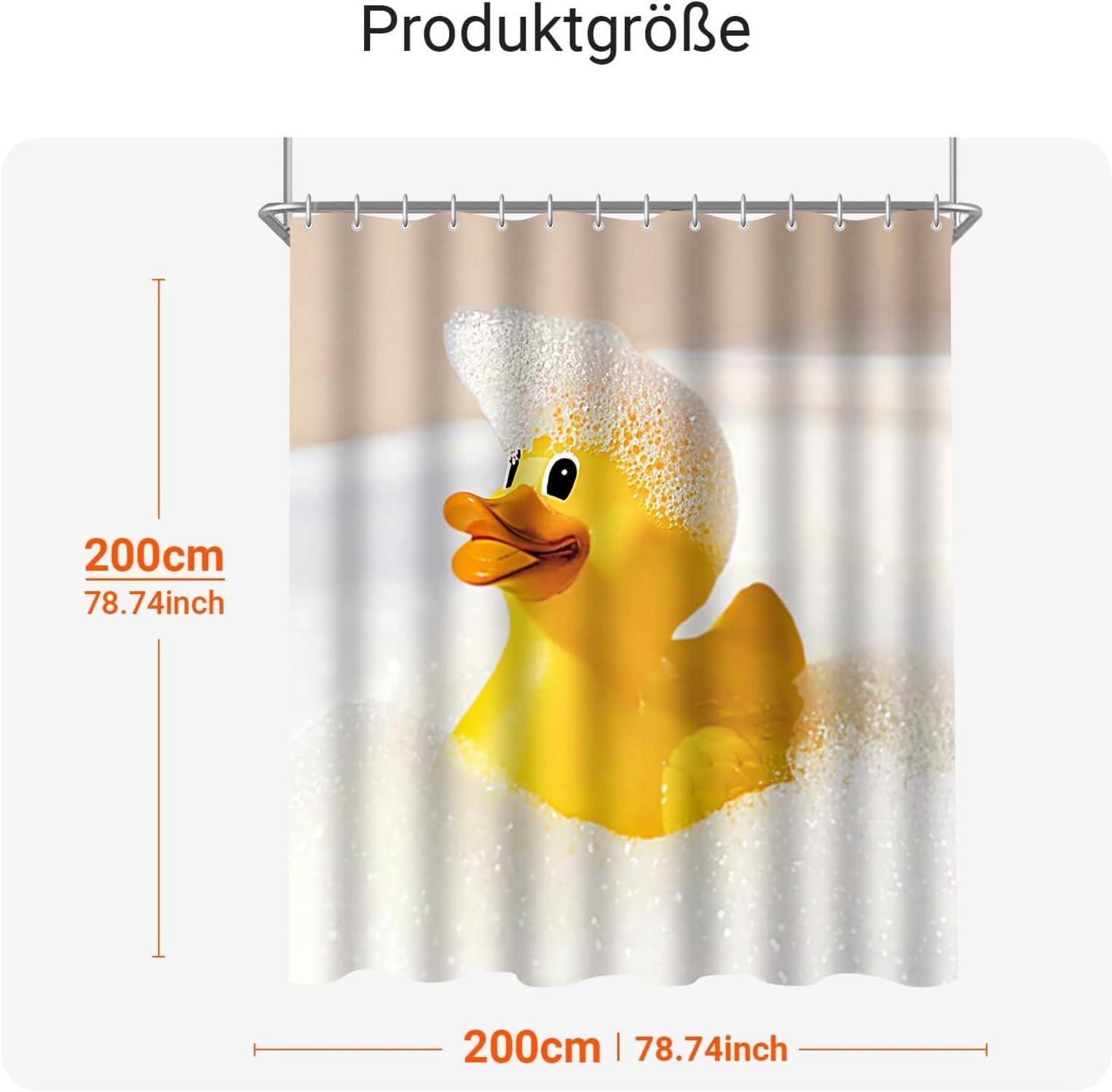 Duschvorhang Gelbe Ente 200x200cm Antischimmel Textil Antibakteriell