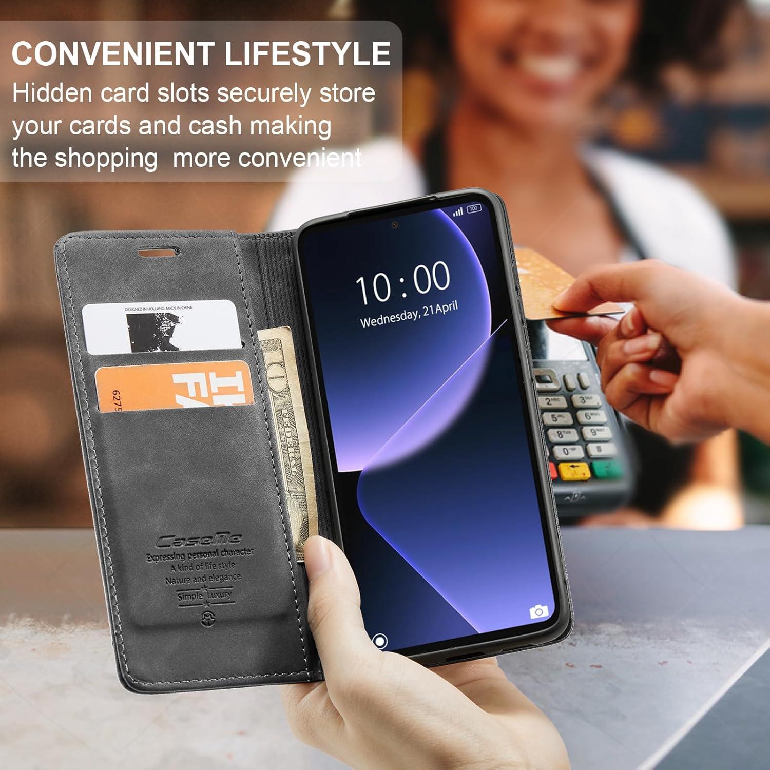 Schutzhülle Xiaomi 13T Pro Premium Leder Klapphülle Grau