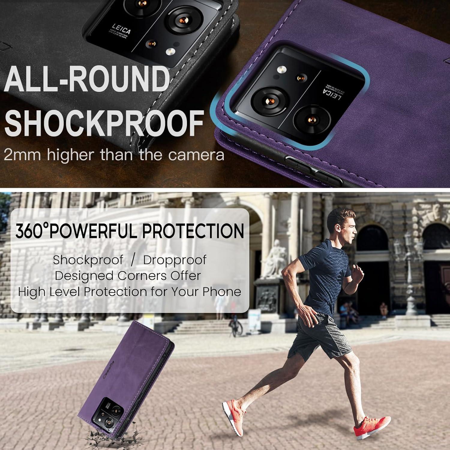 Handyhülle Xiaomi 13T/13T Pro Leder Klappbar Tasche - Lila & Standfunktion