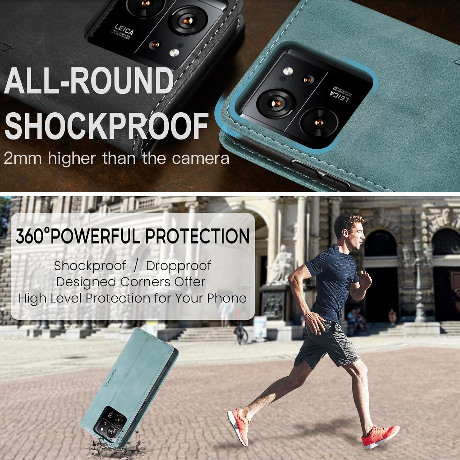Xiaomi 13T/13T Pro Handyhülle Leder Klappbar Magnet Standfunktion Blau