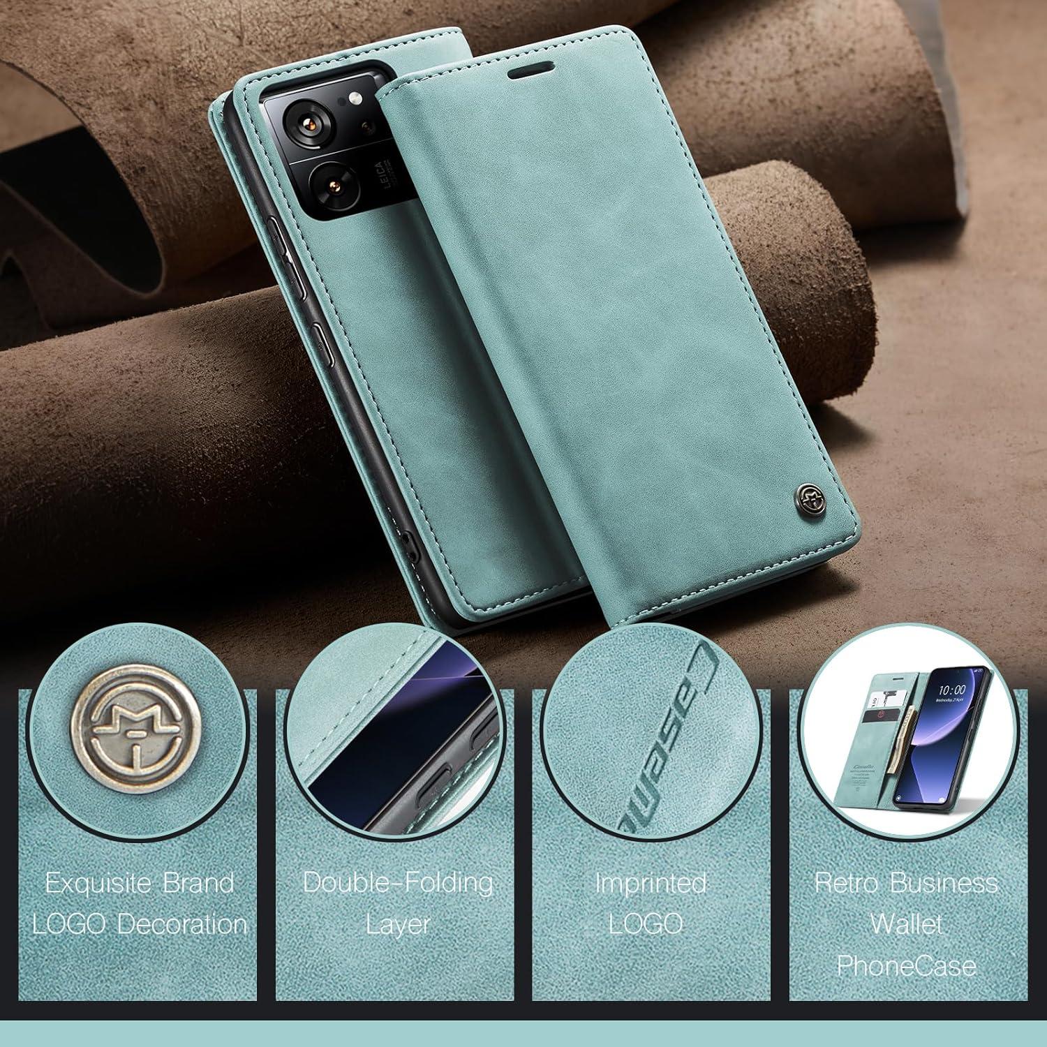 Handyhülle Xiaomi 13T Pro Leder Klapphülle Magnet Standfunktion Blau