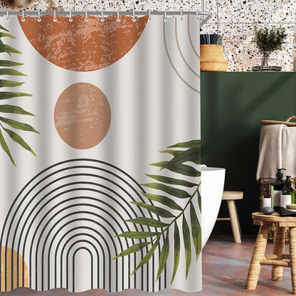 Duschvorhang Blätter Linie 180x200cm Wasserabweisend Polyester mit 12 Ösen