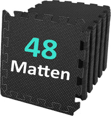 Fitness Bodenschutzmatten Set Schwarz 48Stk rutschfest 10mm