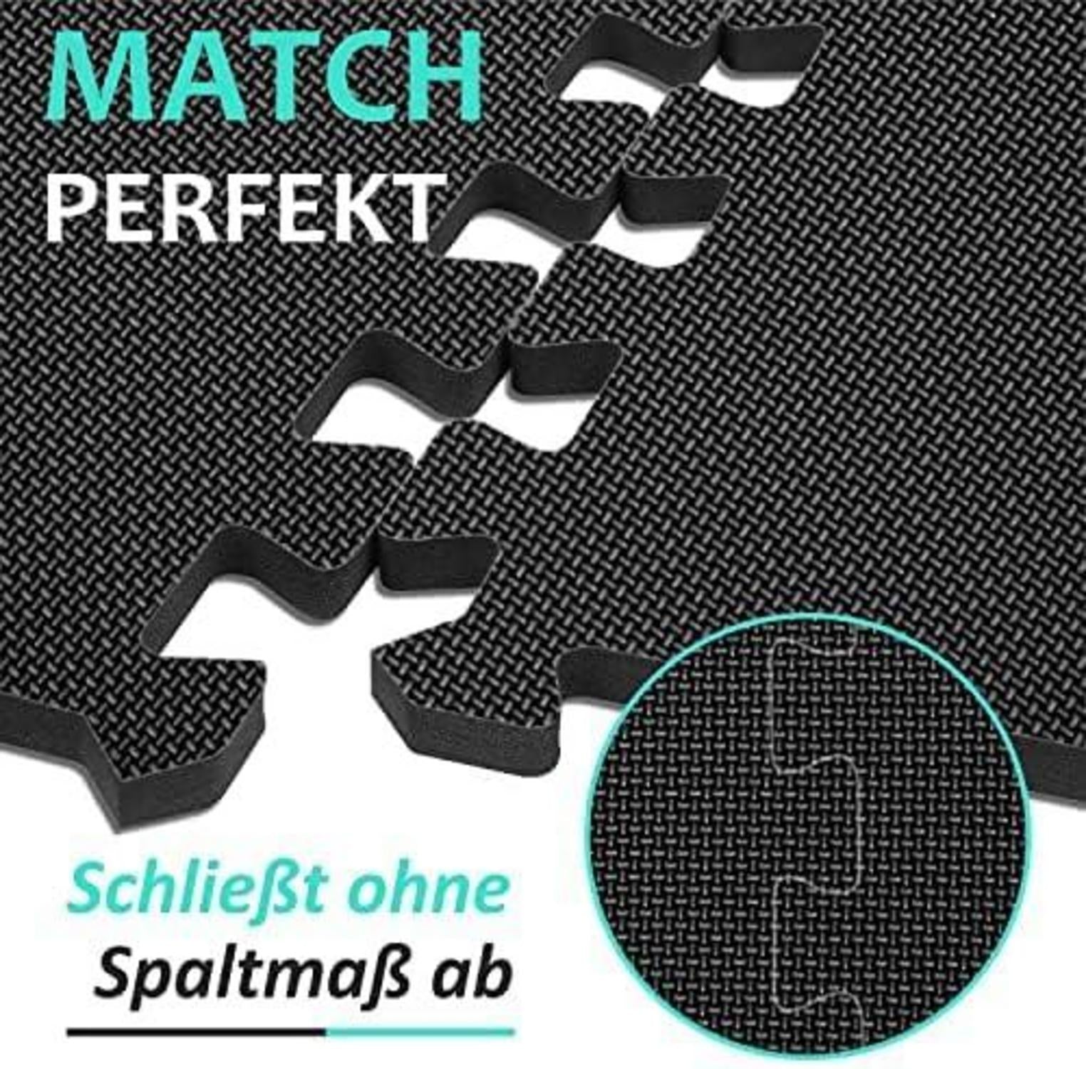 Fitness Bodenschutzmatten Set Schwarz 48Stk rutschfest 10mm