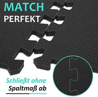 Fitness Bodenschutzmatten Set Schwarz 48Stk rutschfest 10mm