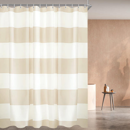 Duschvorhang 240x180cm Beige Streifen Antischimmel Wasserabweisend