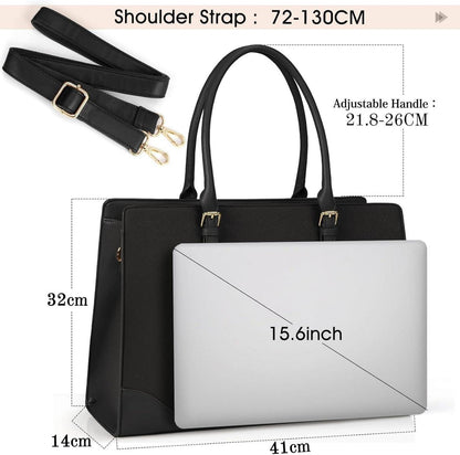 IGOLUMON Handtasche Damen Shopper Schwarz 15.6 Zoll