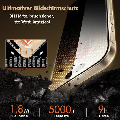 Panzer Sichtschutzglas iPhone 15 Pro Max Blickschutzfolie 2 Stück