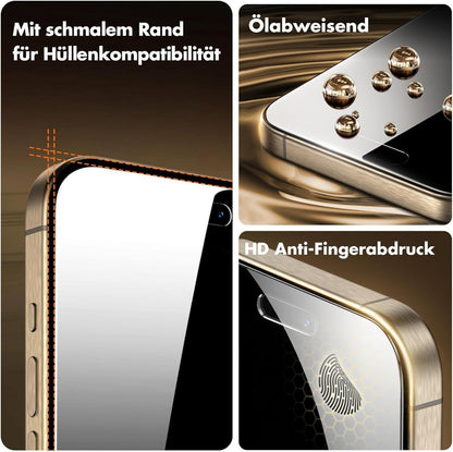 Panzer Blickschutz Glas für iPhone 15 Pro Max 6,7 Zoll - 2er Pack